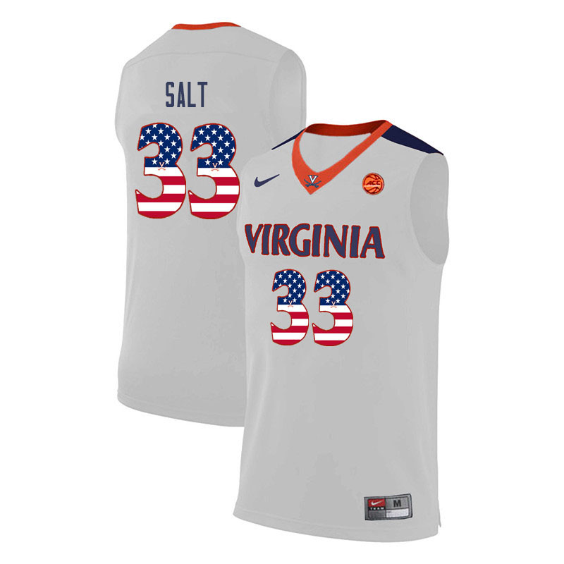 Men Virginia Cavaliers #33 Jack Salt College Basketball USA Flag Fashion Jerseys-White